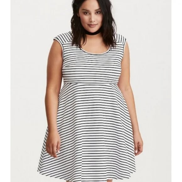 Torrid Striped Cross Back Textured Skater Dress 2X - Picture 5 of 16